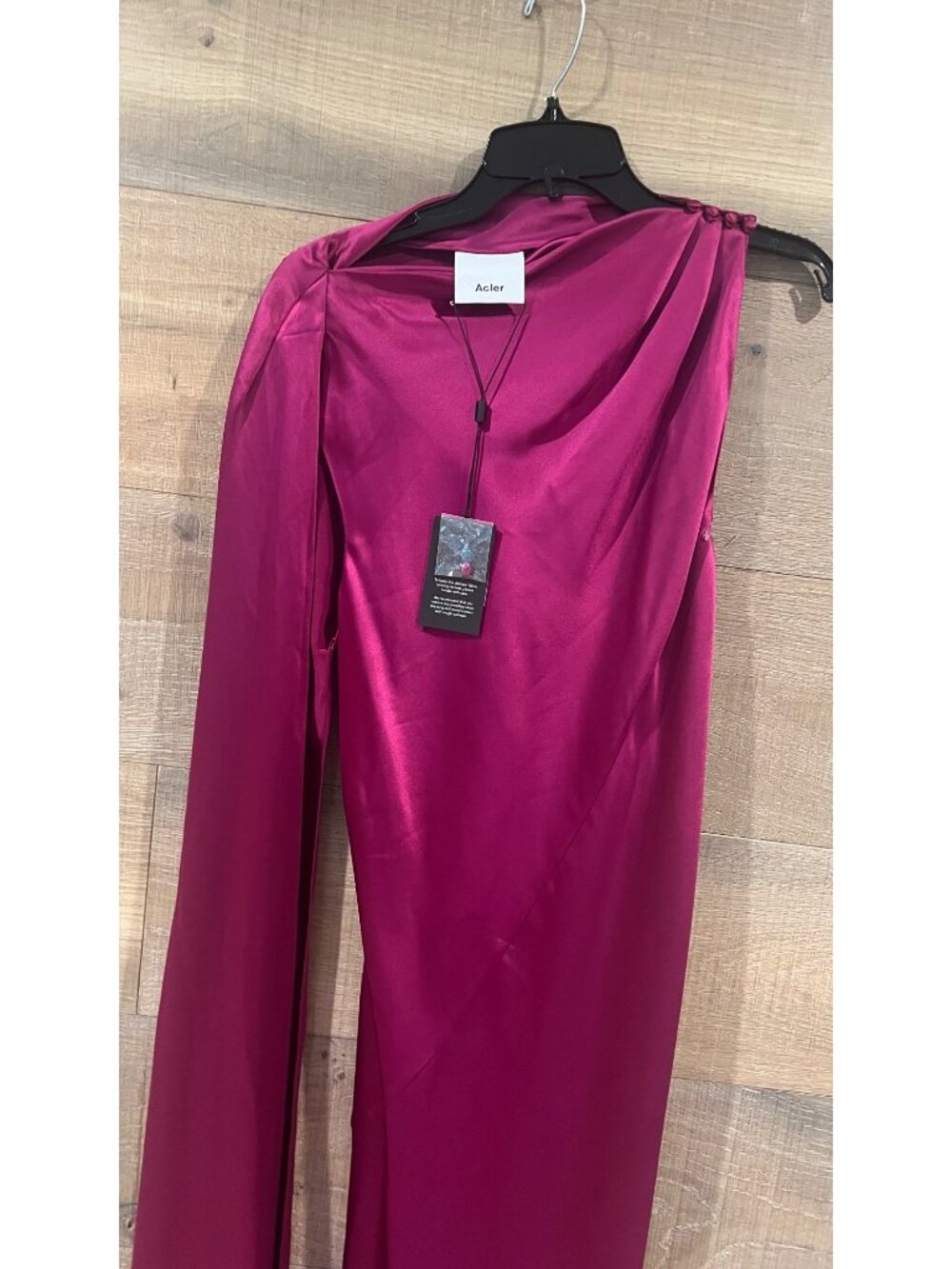 NWT Acler Ropley Drape Bias Cut fuchsia  Satin Maxi Cocktail Dress size US 10 - Picture 11 of 14